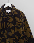wax london men's Rockley - Navy And Khaki Shapes Jumbo Corduroy Overshirt