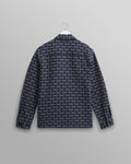 wax london men's Rockley - Navy Geometric Jacquard Overshirt