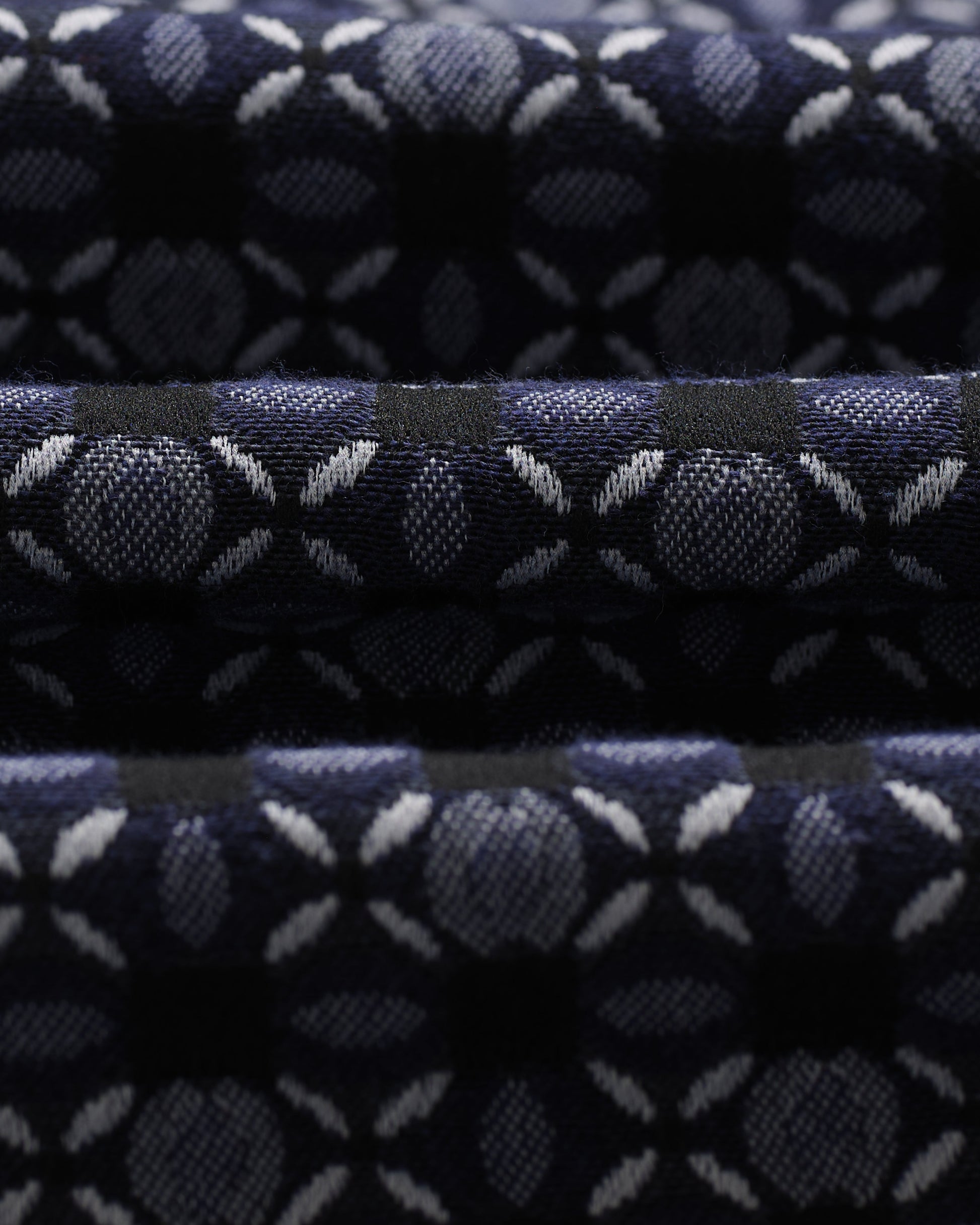 wax london men's Rockley - Navy Geometric Jacquard Overshirt