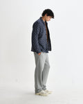 wax london men's Rockley - Navy Geometric Jacquard Overshirt