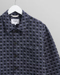 wax london men's Rockley - Navy Geometric Jacquard Overshirt
