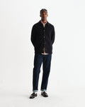 wax london men's Romer - Black Heavy Crinkle Cotton Overshirt