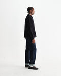 wax london men's Romer - Black Heavy Crinkle Cotton Overshirt