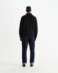 wax london men's Romer - Black Heavy Crinkle Cotton Overshirt