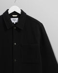 wax london men's Romer - Black Heavy Crinkle Cotton Overshirt