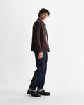 wax london men's Romer - Dark Brown Heavy Crinkle Cotton Overshirt