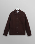 wax london men's Romer - Dark Brown Heavy Crinkle Cotton Overshirt