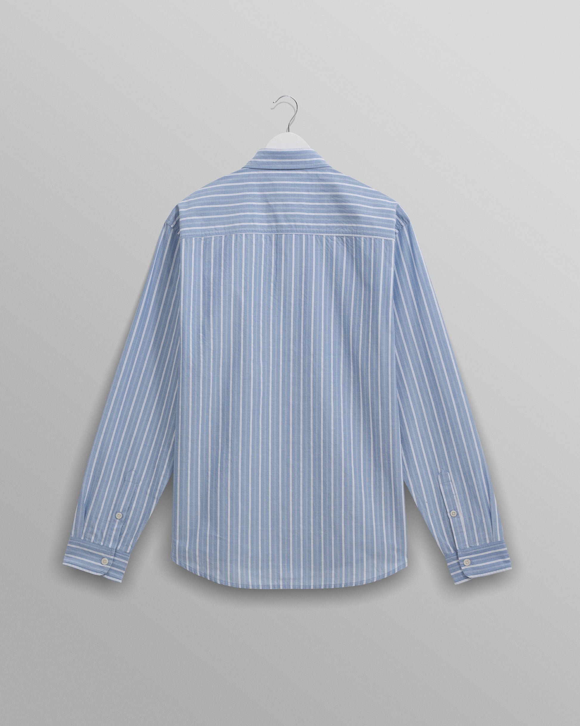 wax london men's Rove - Blue Striped Cotton-Poplin Shirt