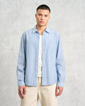 wax london men's Rove - Blue Striped Cotton-Poplin Shirt