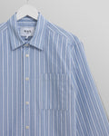 wax london men's Rove - Blue Striped Cotton-Poplin Shirt