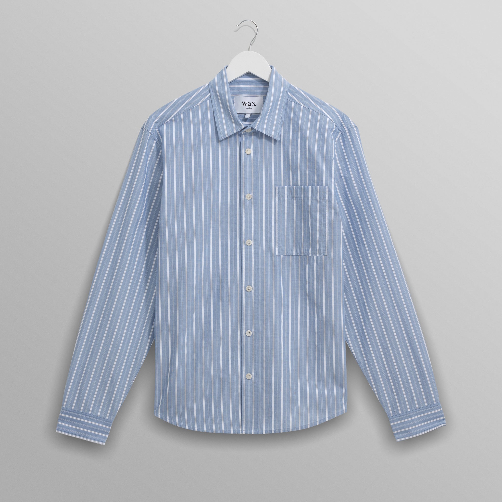 wax london men's Rove - Blue Striped Cotton-Poplin Shirt