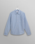 wax london men's Rove - Blue Striped Cotton-Poplin Shirt
