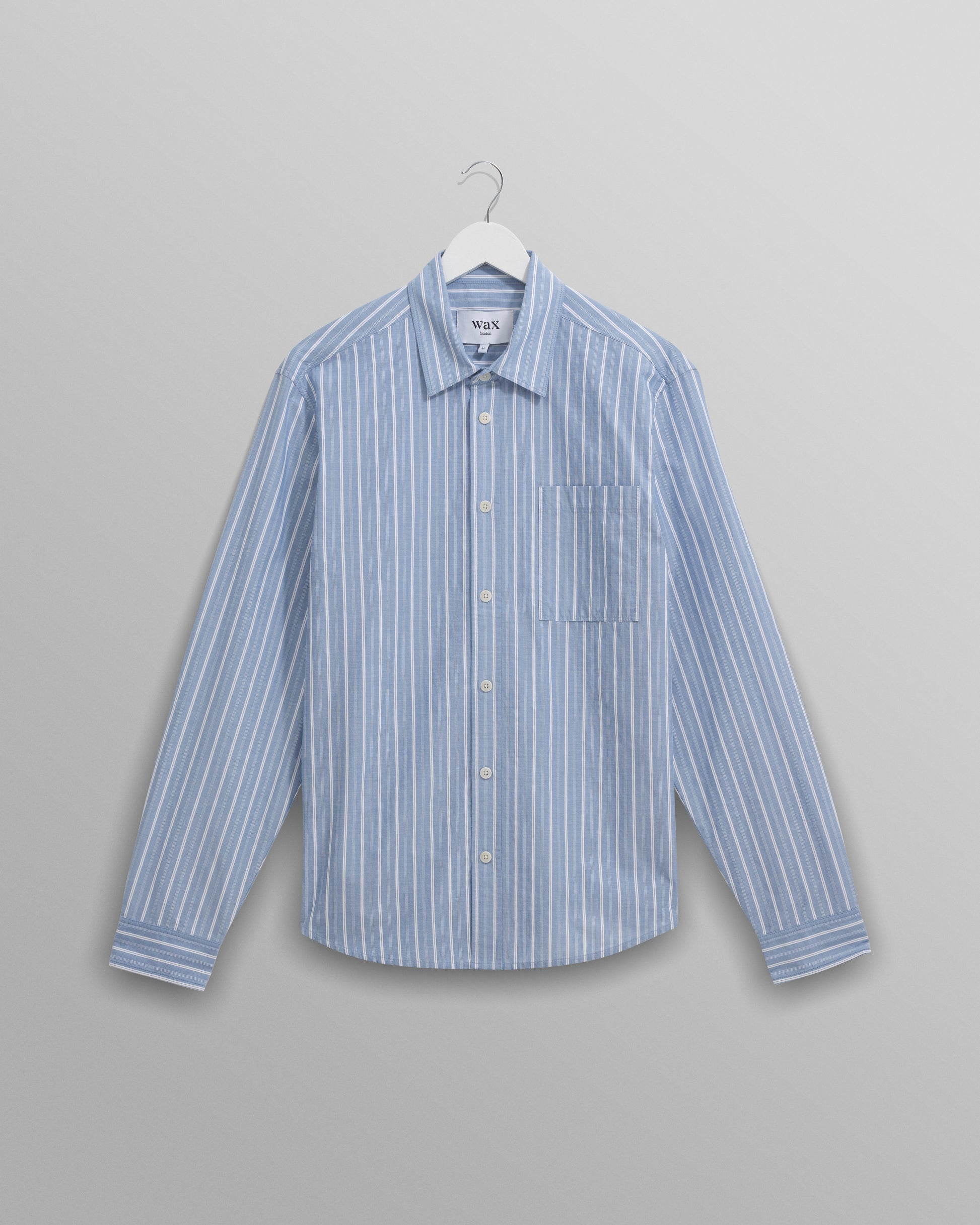 wax london men's Rove - Blue Striped Cotton-Poplin Shirt