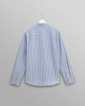 wax london men's Rove - Blue Striped Cotton Seersucker Shirt