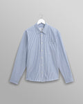 wax london men's Rove - Blue Striped Cotton Seersucker Shirt