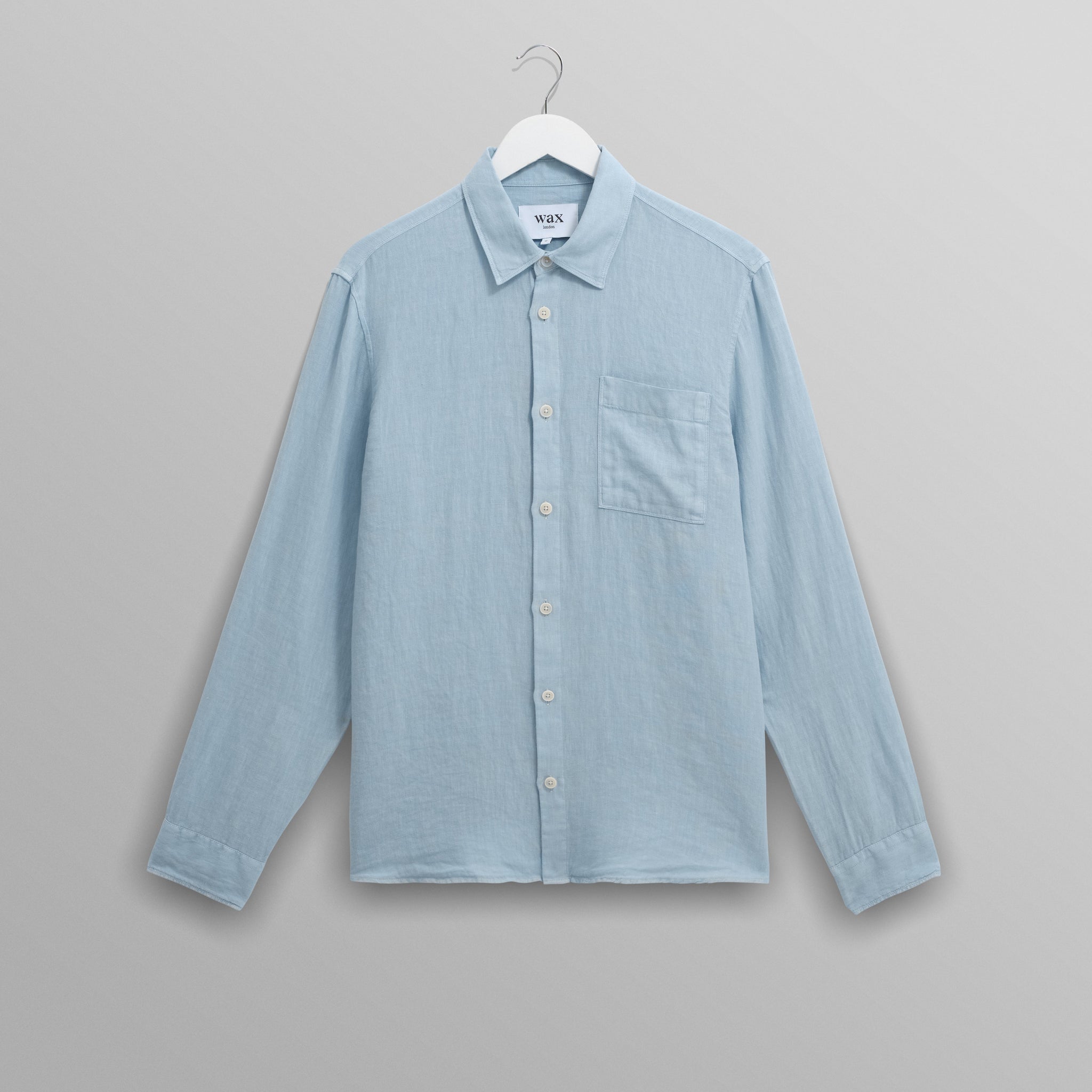 wax london men's Rove - Light Blue Linen Shirt