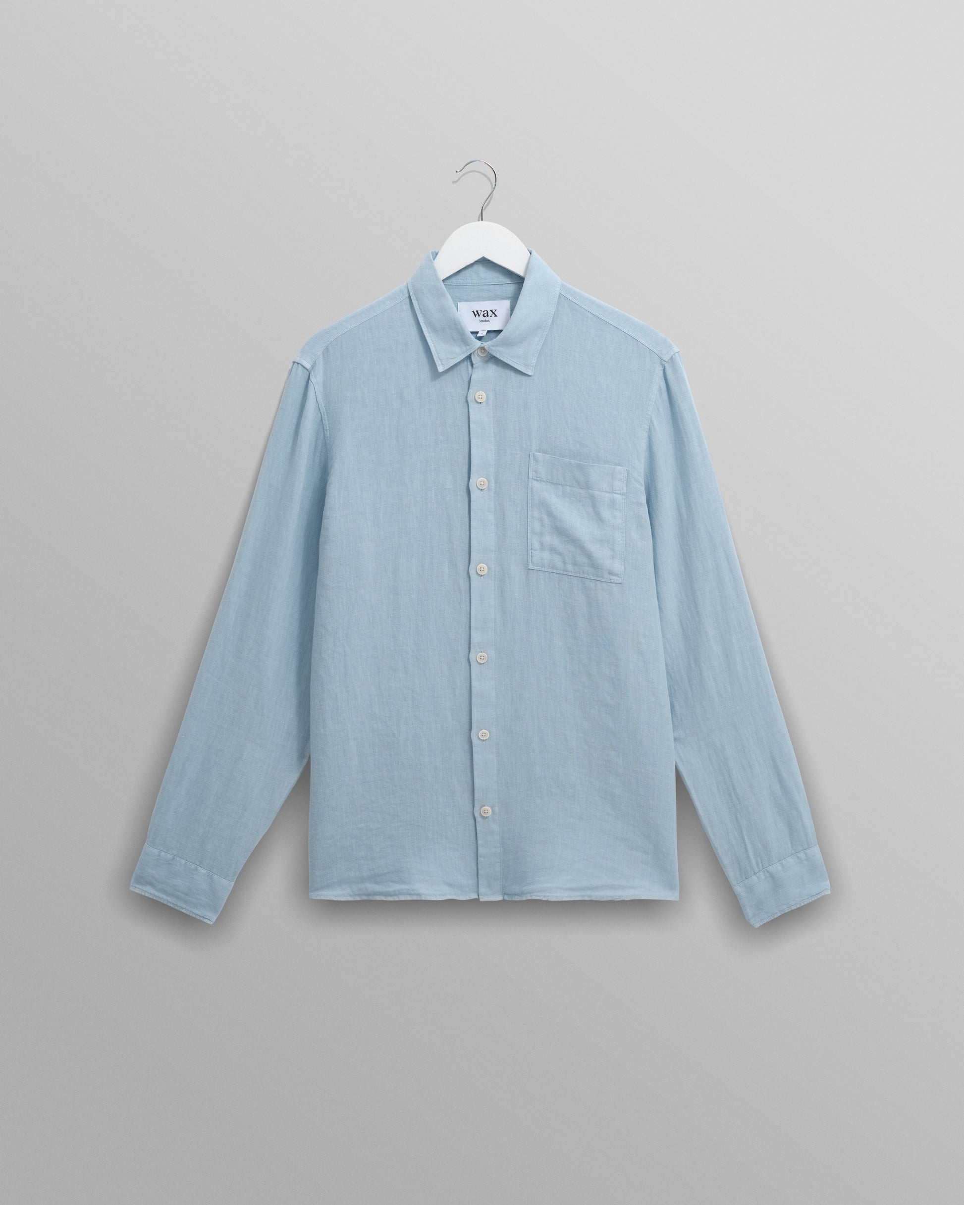 wax london men's Rove - Light Blue Linen Shirt