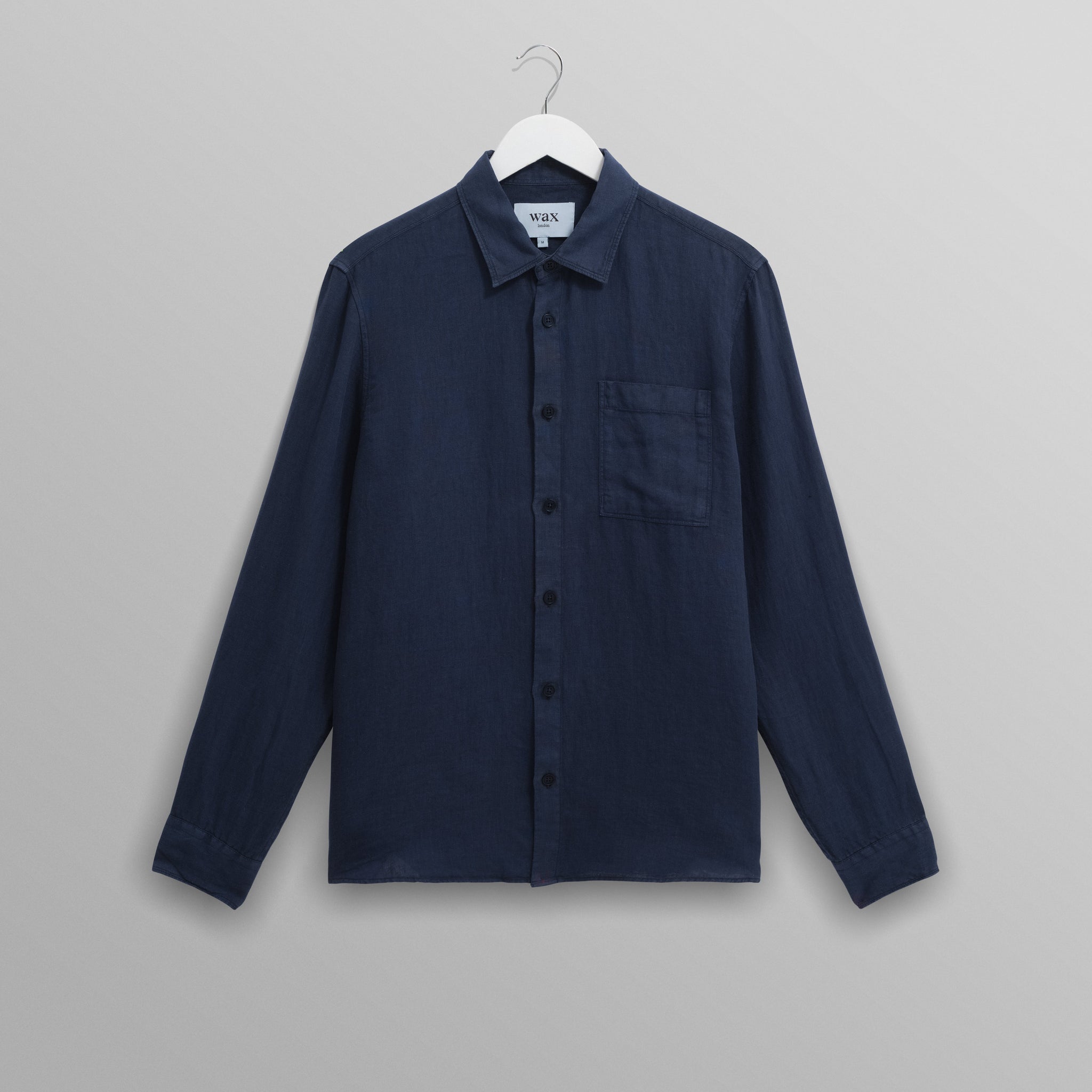 wax london men's Rove - Navy Linen Shirt
