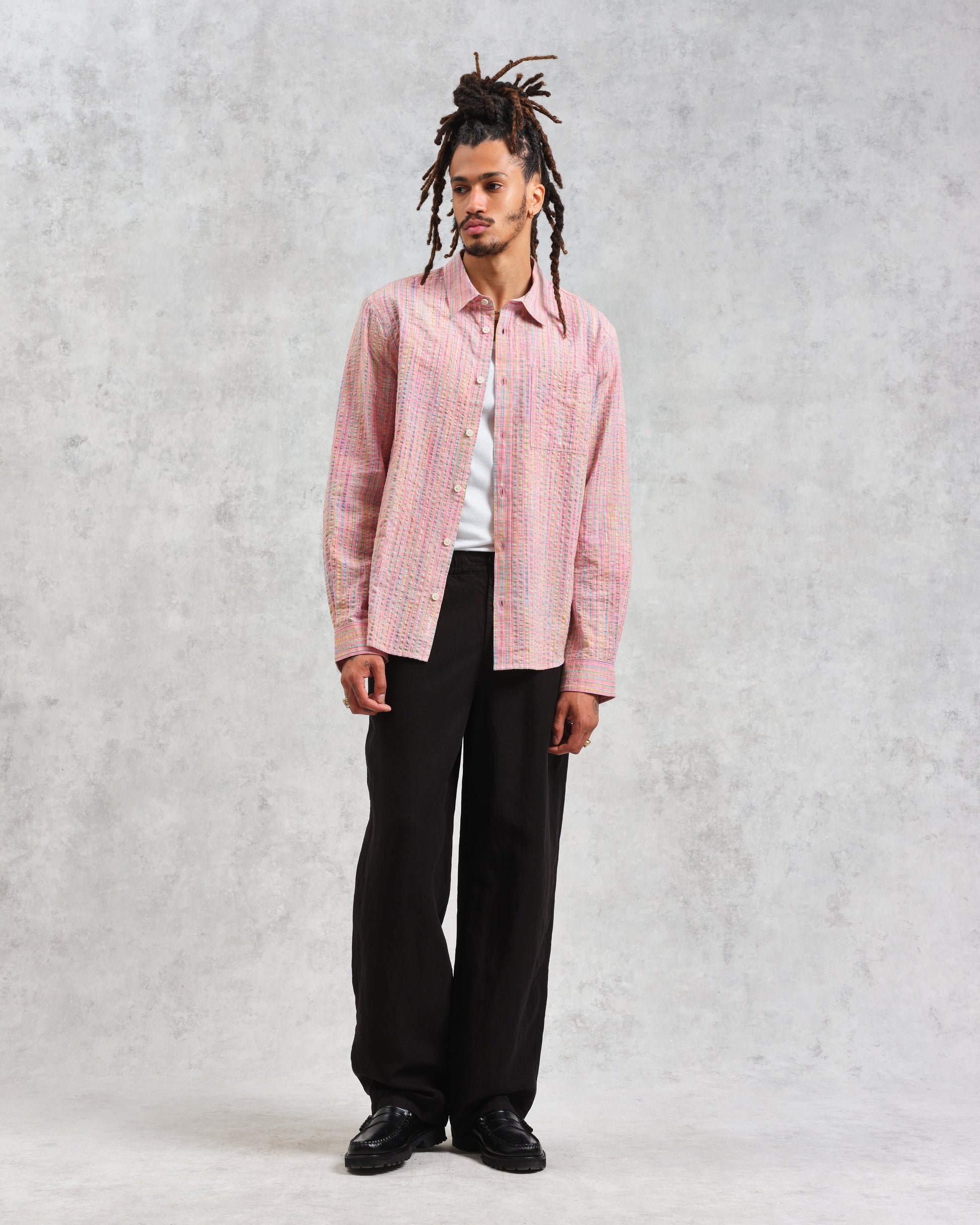 wax london men's Rove - Pink Check Organic Cotton Shirt