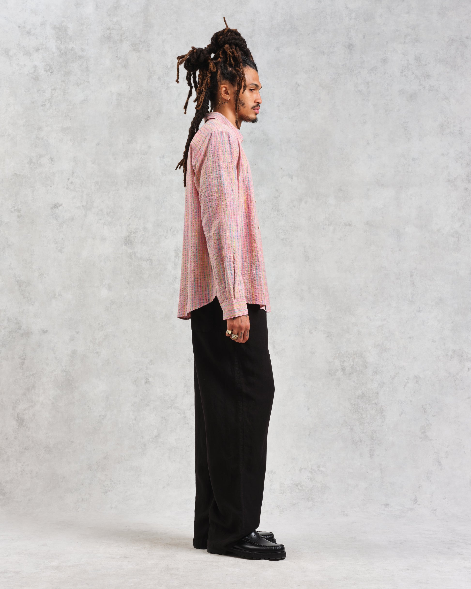 wax london men's Rove - Pink Check Organic Cotton Shirt