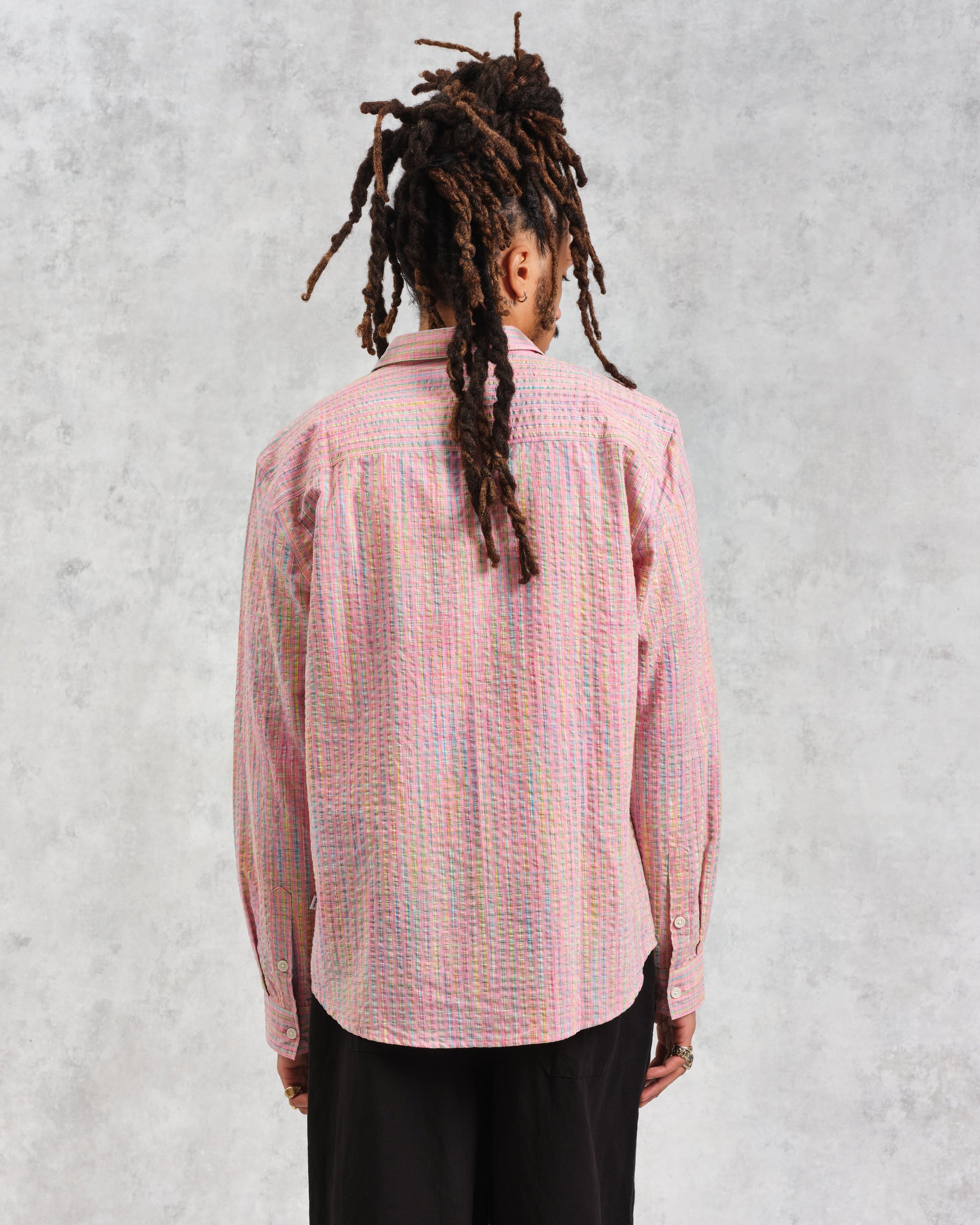 wax london men's Rove - Pink Check Organic Cotton Shirt