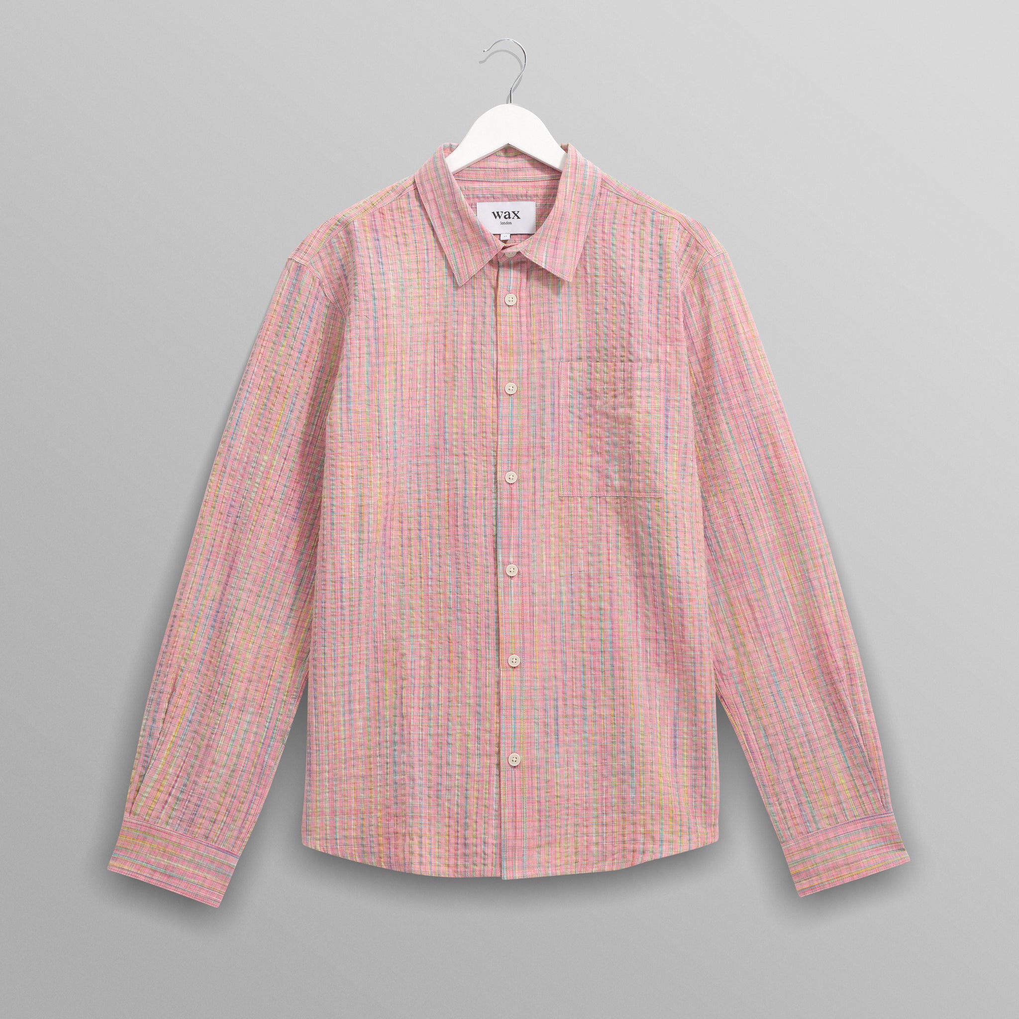 wax london men's Rove - Pink Check Organic Cotton Shirt