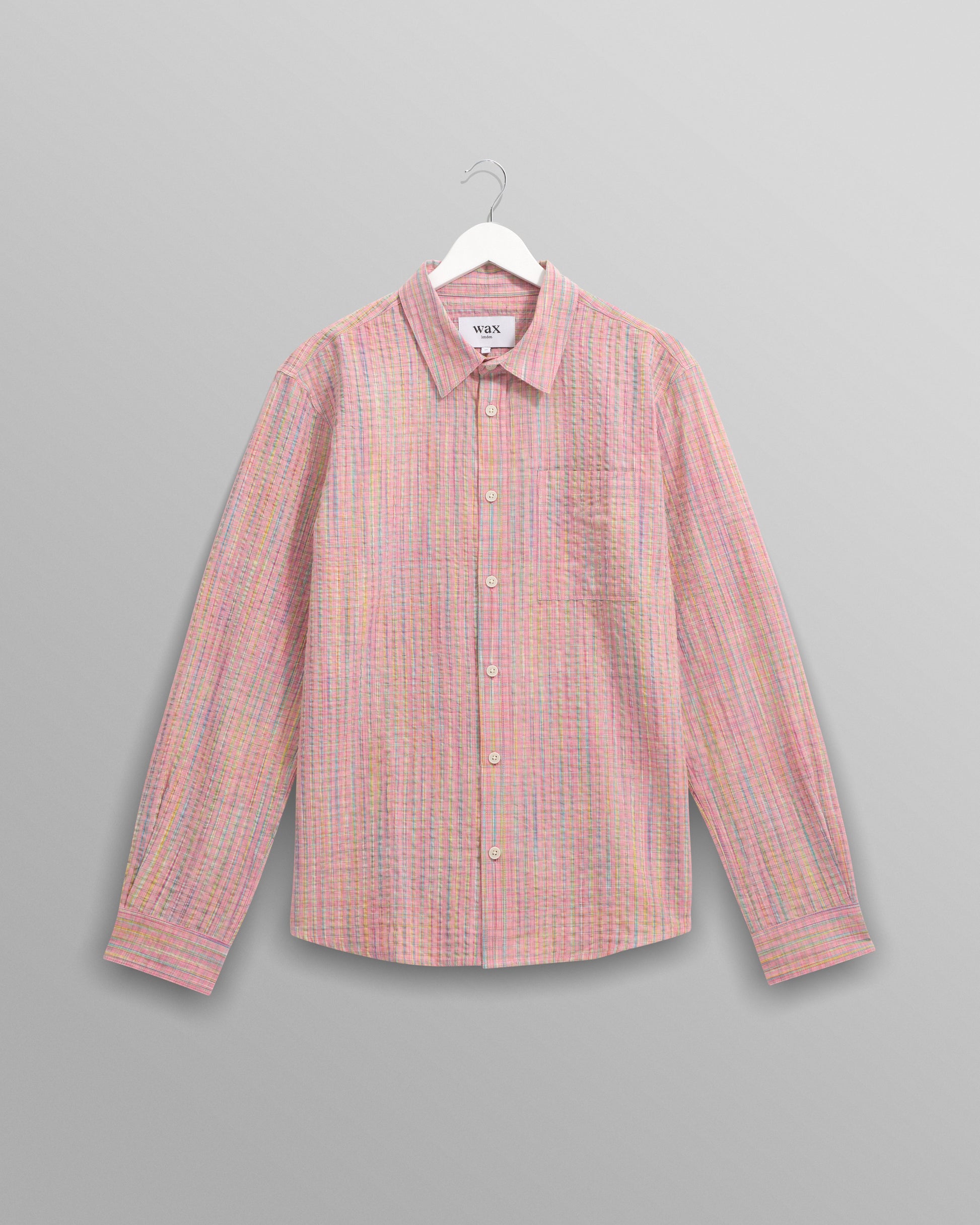 wax london men's Rove - Pink Check Organic Cotton Shirt