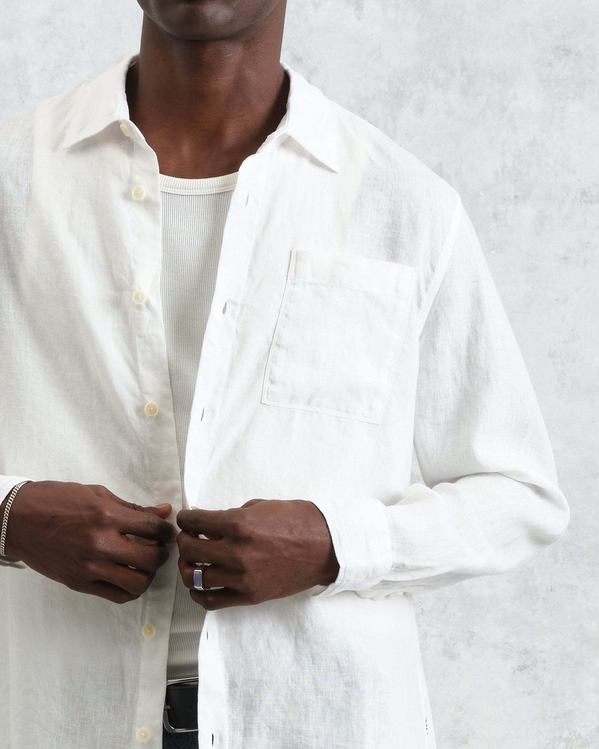 wax london men's Rove - White Linen Shirt