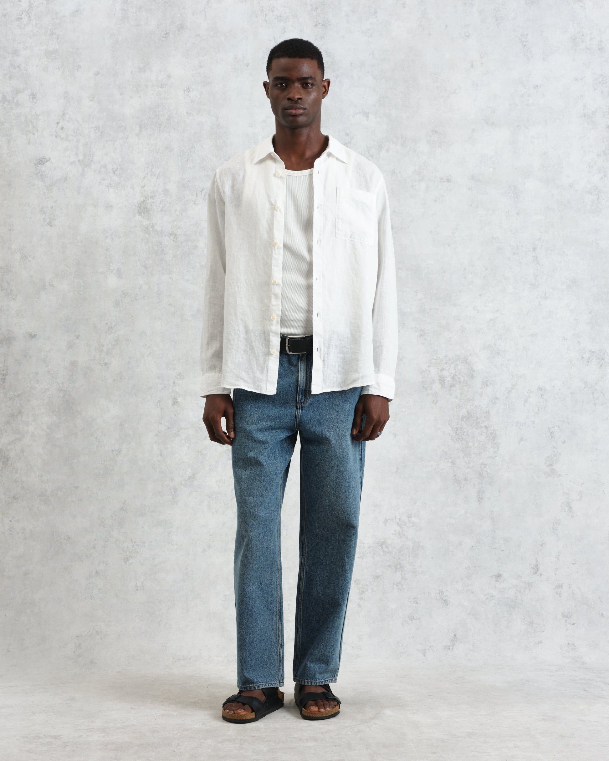 wax london men's Rove - White Linen Shirt
