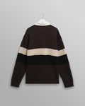 wax london men's Rowhill - Brown And Black Panelled Loopback Rugby Shirt