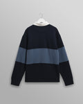 wax london men's Rowhill - Navy And Blue Panelled Loopback Rugby Shirt