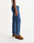 wax london men's Russell - Mid Blue Straight Fit Denim Jeans