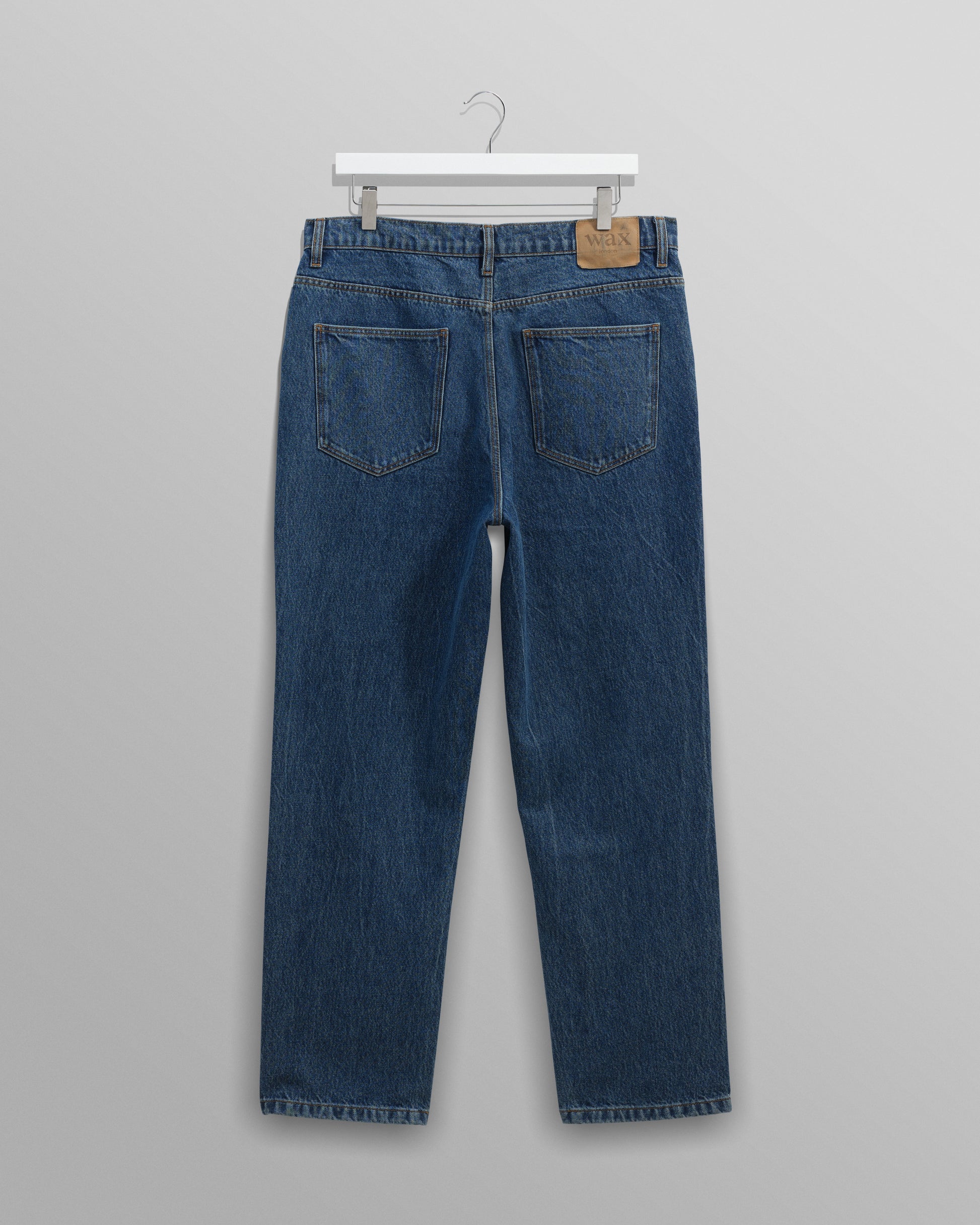 wax london men's Russell - Mid Blue Straight Fit Denim Jeans