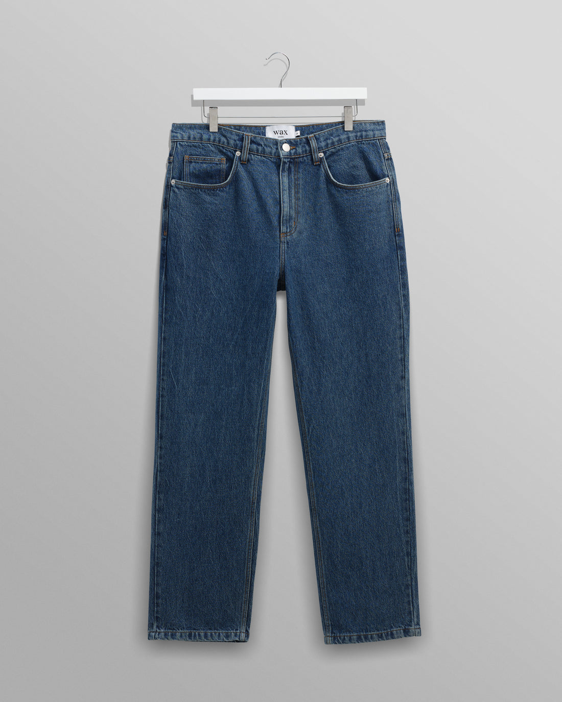 wax london men's Russell - Mid Blue Straight Fit Denim Jeans