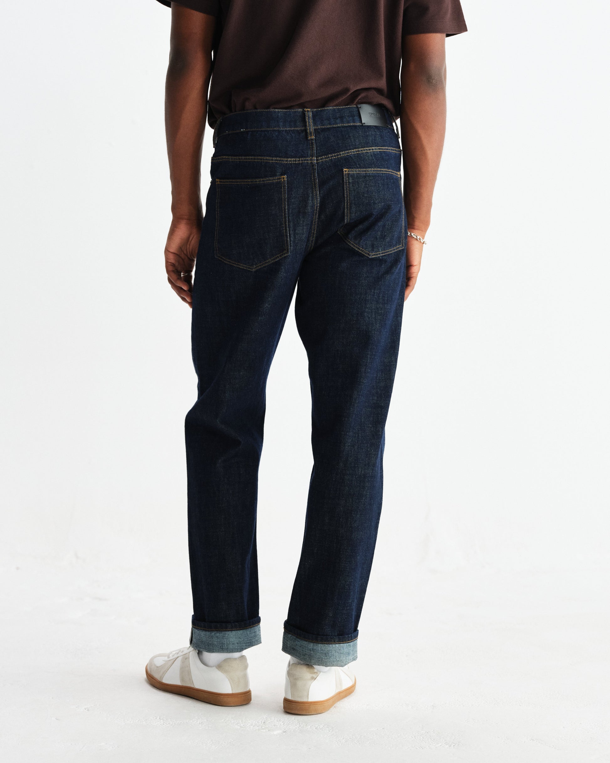 wax london men's Russell - Rinse Wash Selvedge Straight Fit Denim Jeans
