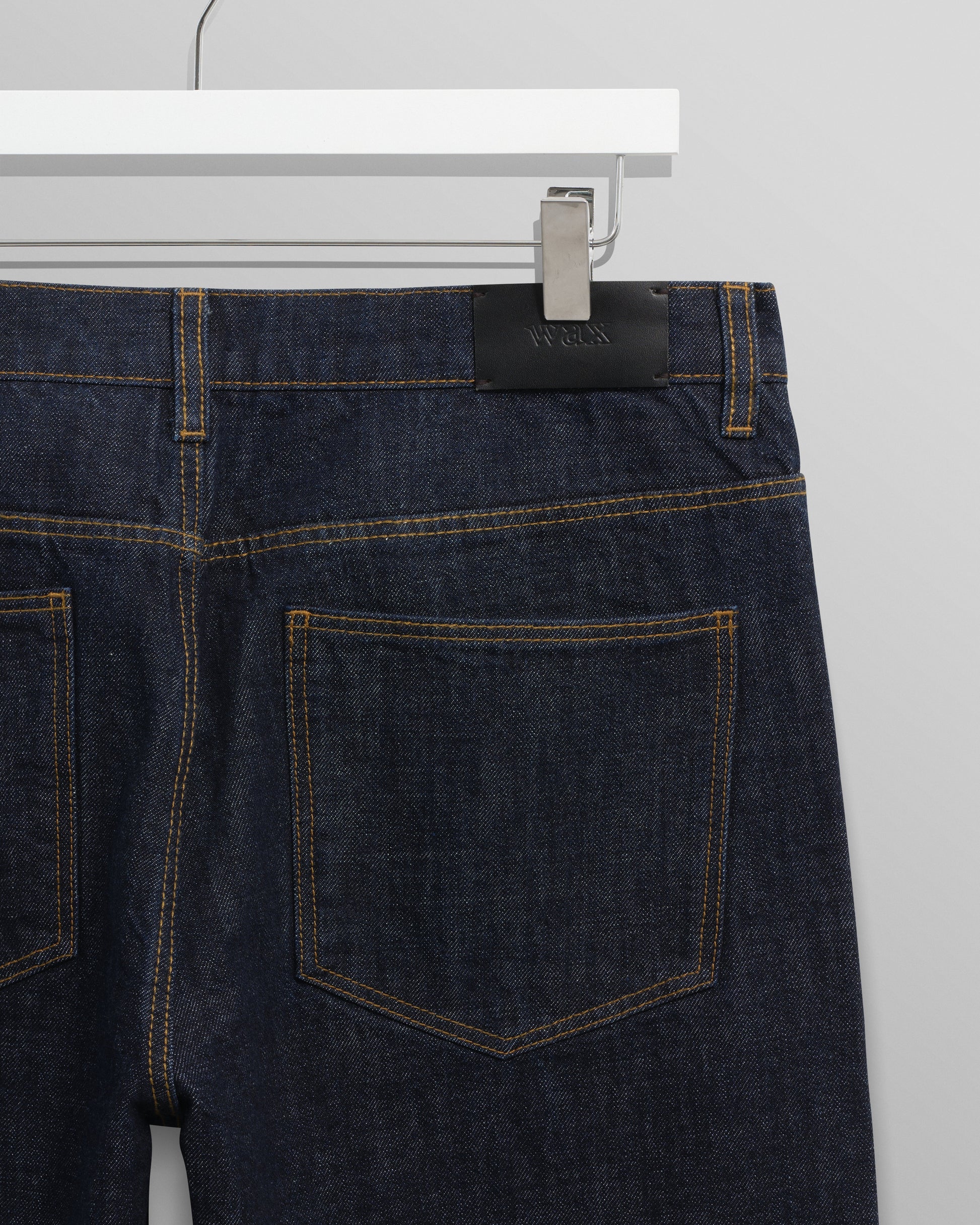 wax london men's Russell - Rinse Wash Selvedge Straight Fit Denim Jeans