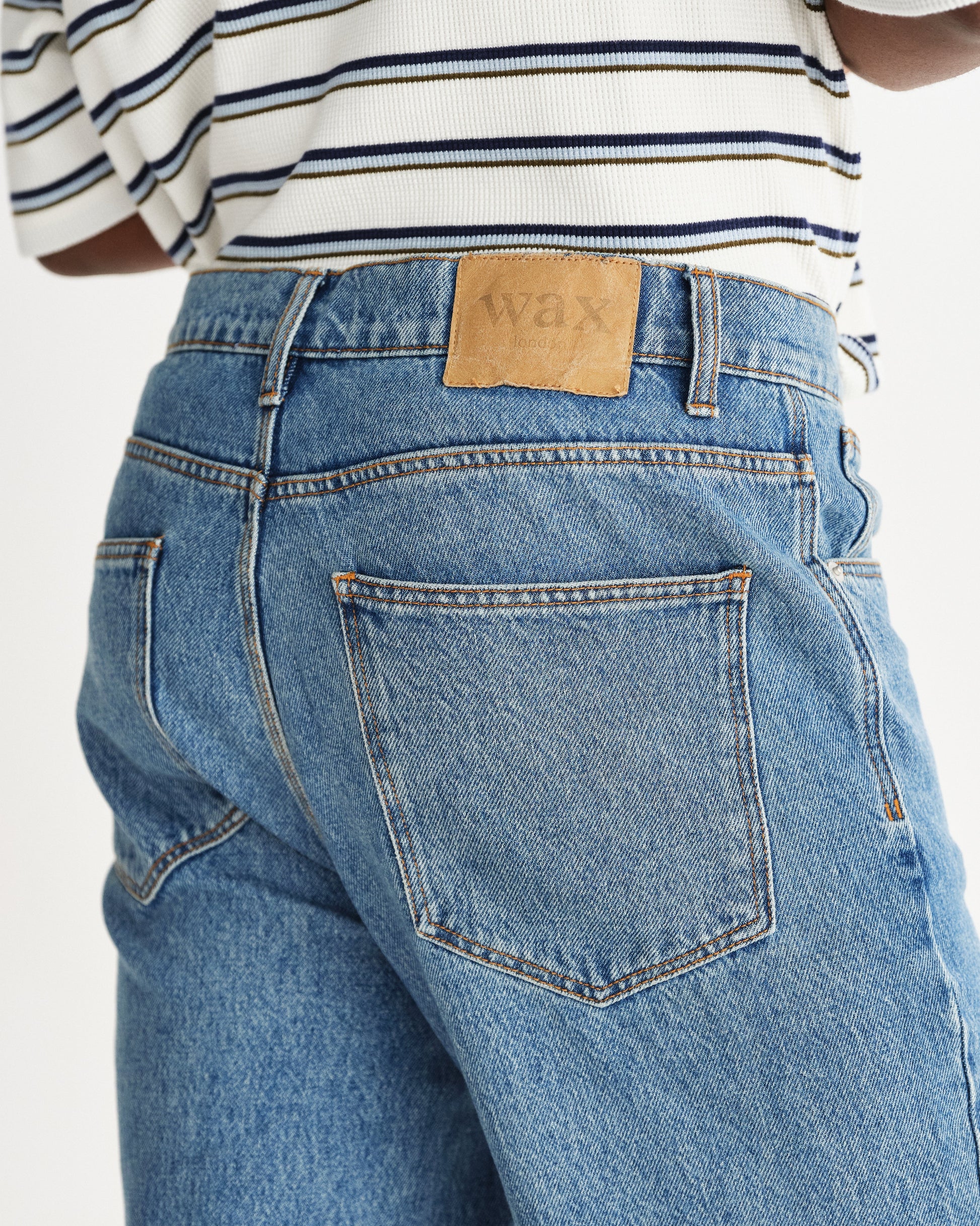 wax london men's Russell - Vintage Blue Straight Fit Denim Jeans