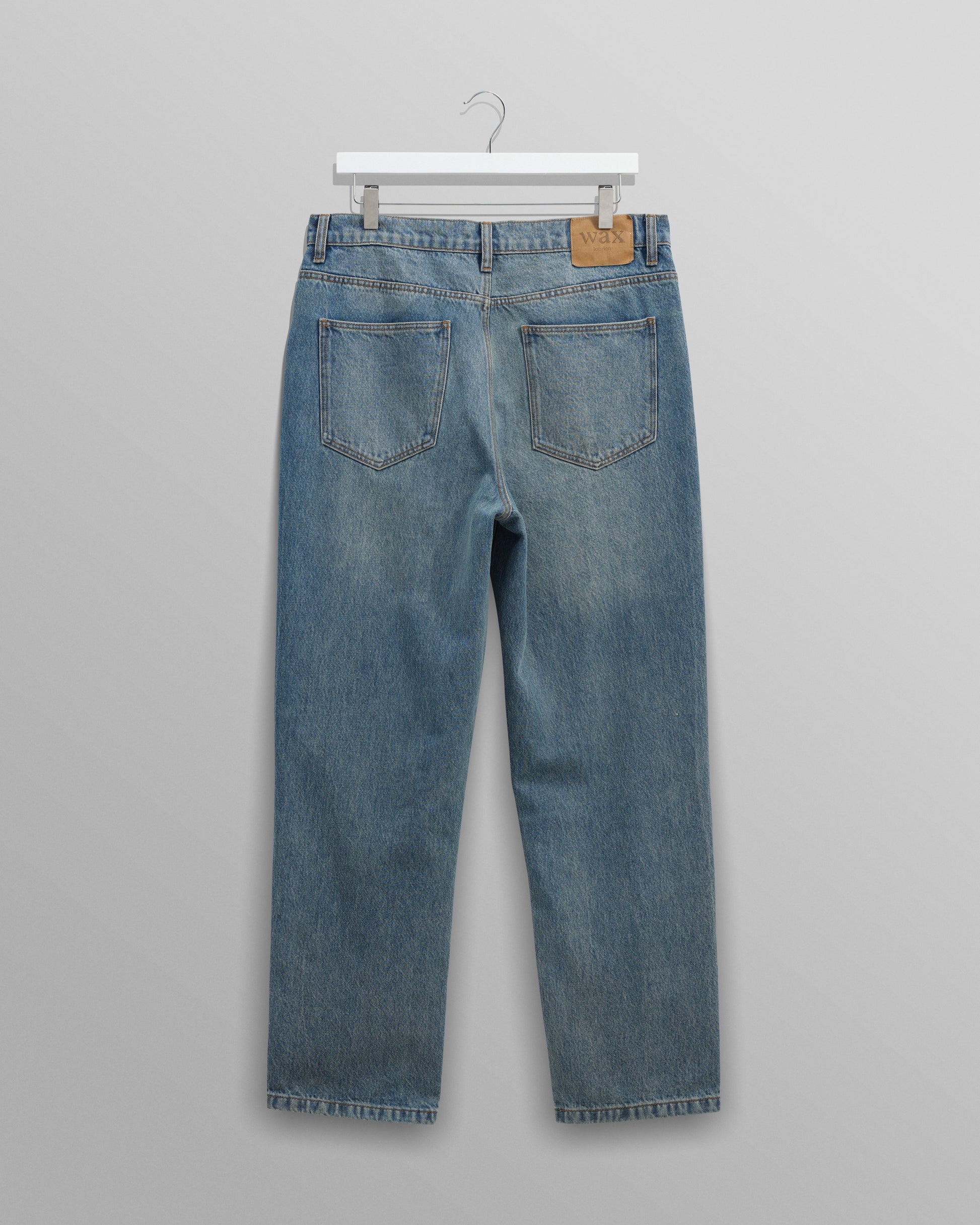 wax london men's Russell - Vintage Blue Straight Fit Denim Jeans