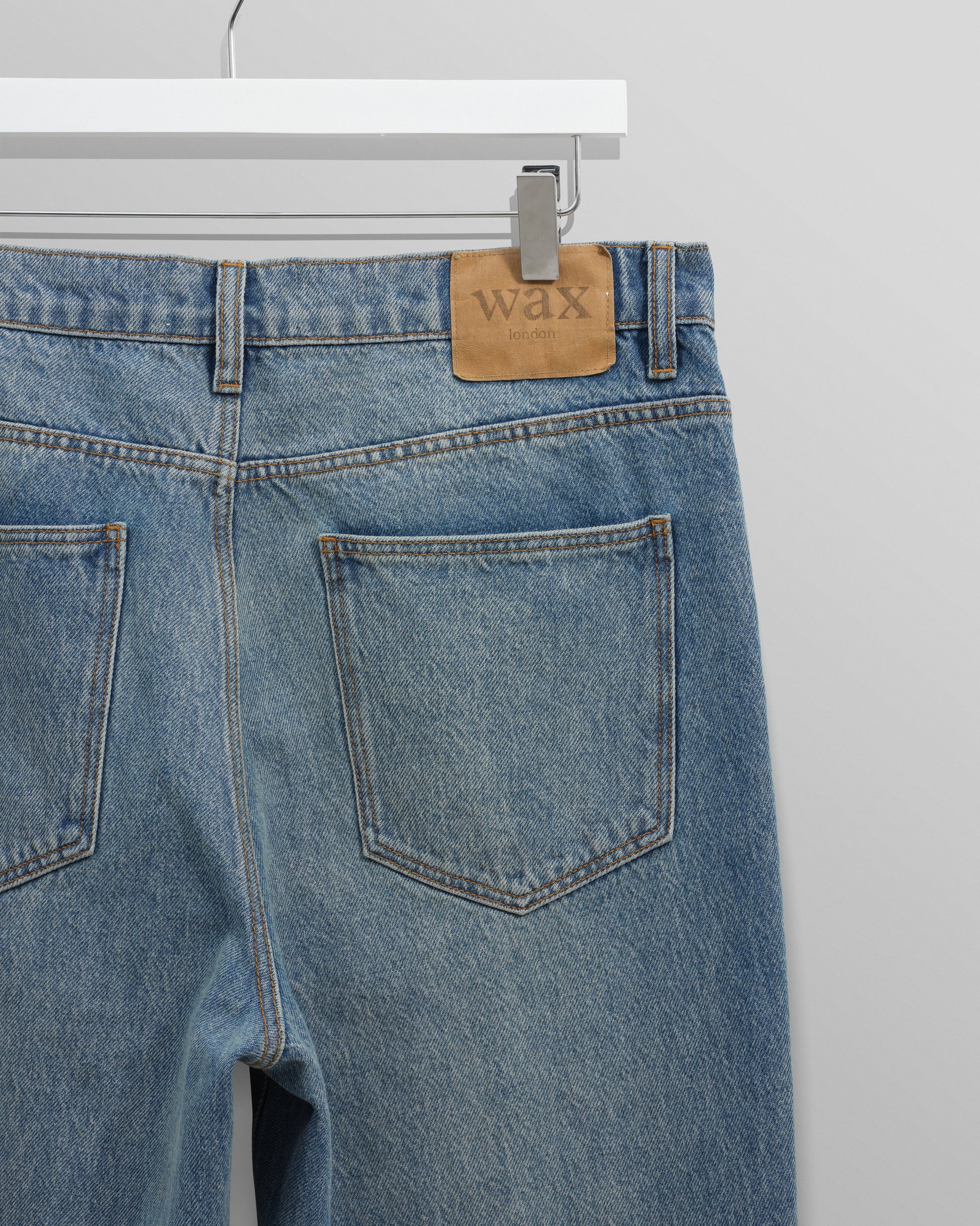 wax london men's Russell - Vintage Blue Straight Fit Denim Jeans
