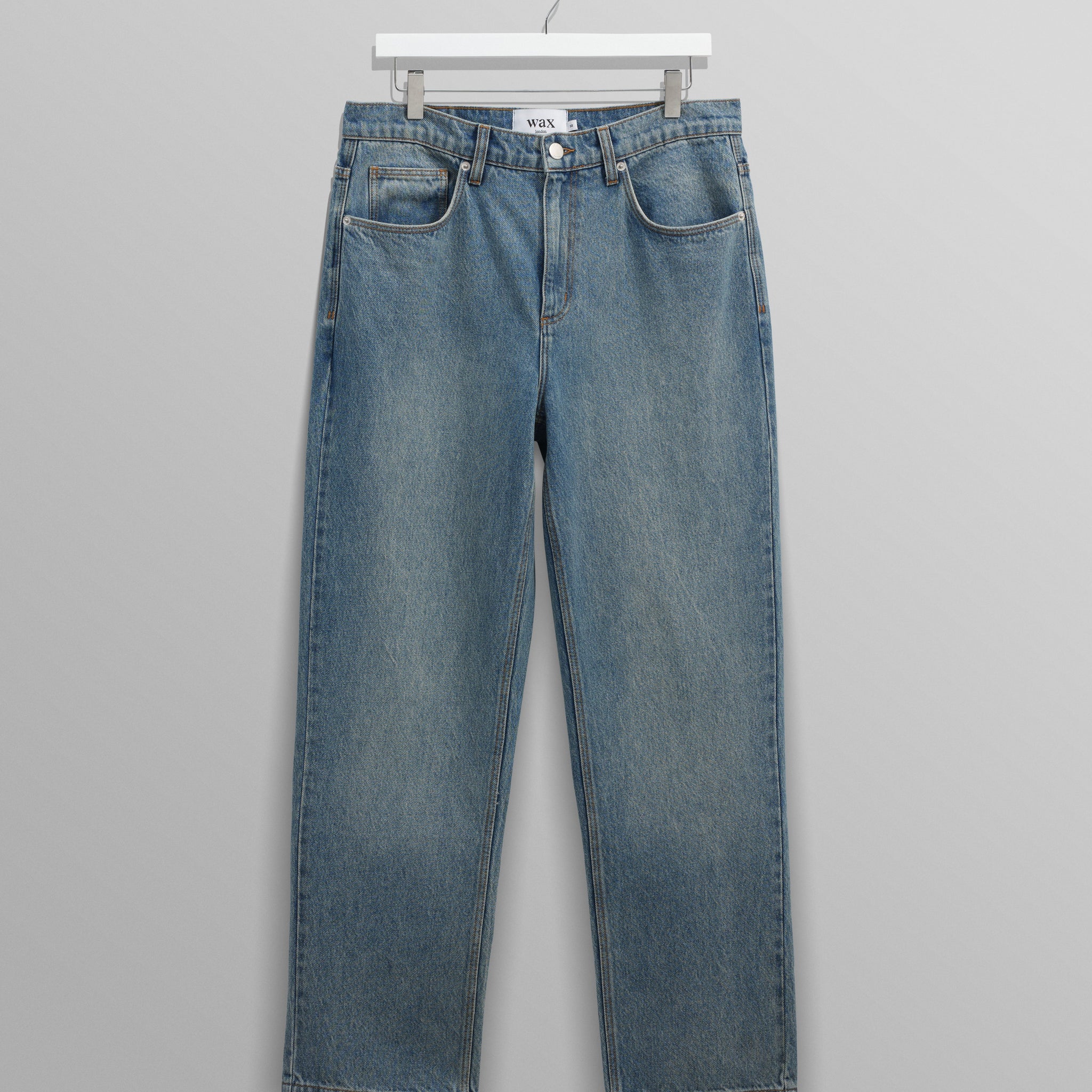 wax london men's Russell - Vintage Blue Straight Fit Denim Jeans
