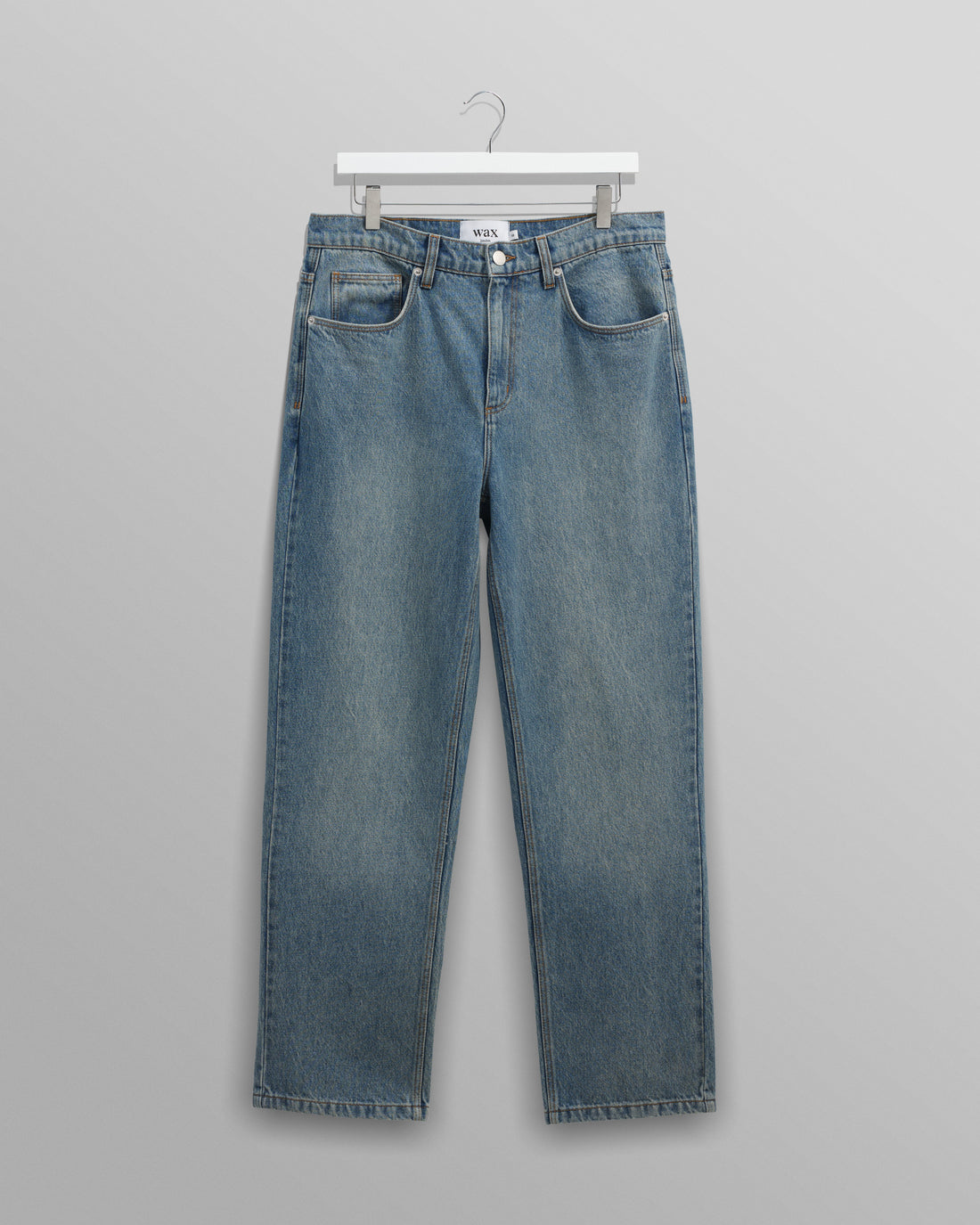wax london men's Russell - Vintage Blue Straight Fit Denim Jeans