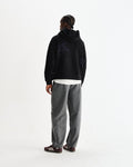 wax london men's Rydal - Black Doodle Embroidered Loopback Cotton Hoodie