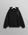 wax london men's Rydal - Black Doodle Embroidered Loopback Cotton Hoodie