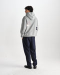 wax london men's Rydal - Grey Doodle Embroidered Loopback Cotton Hoodie