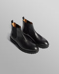 wax london men's S.T. Valentin - Black Grained Leather Chelsea Boots