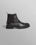 wax london men's S.T. Valentin - Black Grained Leather Chelsea Boots