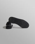 wax london men's S.T. Valentin - Black Grained Leather Deck Shoes