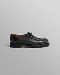 wax london men's S.T. Valentin - Black Grained Leather Deck Shoes