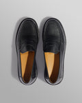 wax london men's S.T. Valentin - Black Grained Leather Loafers