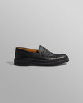 wax london men's S.T. Valentin - Black Grained Leather Loafers